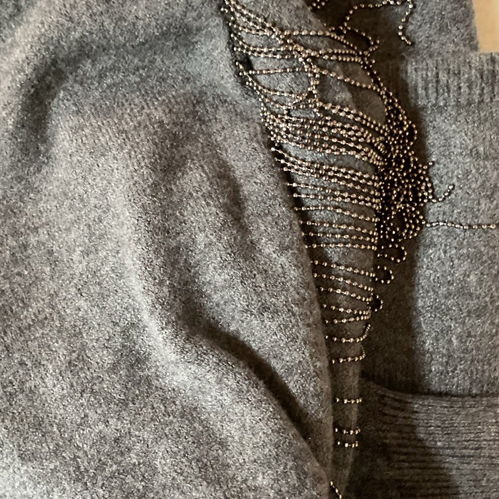 WHBM Beaded Fringe Crewneck Pullover, Medium - Picture 10 of 10